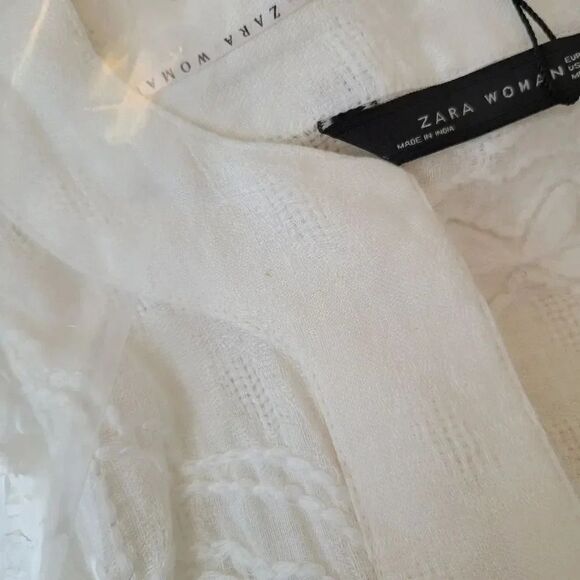 NWT Zara White Linen Jacquard Embroidered Tunic - Picture 16 of 16